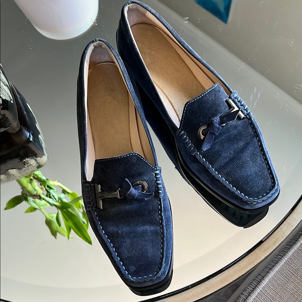 Women’s Tod’s  Blue Suede Loafers size 9.
